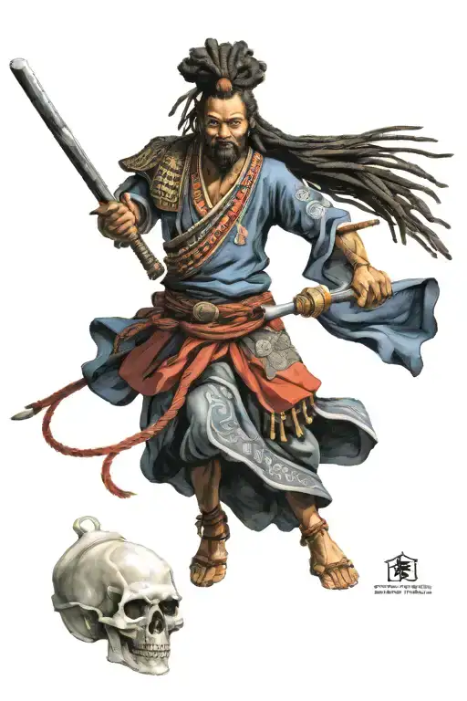 African Samurai With Dreadlocks Mad