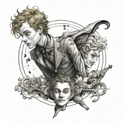 Half Sleeve Tattoo Fusion Of The Little Prince And The Joker