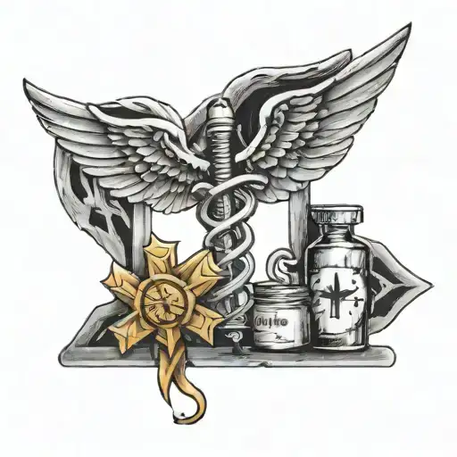 Star Of Life With Wings And A Epinephrine Vial