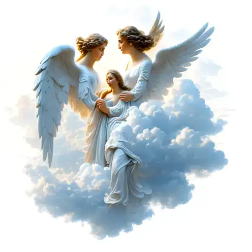 Angels Between Clouds In The Background