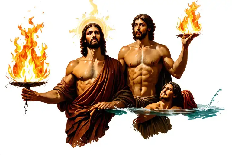 Jesus Disciples Being Baptized With Fire