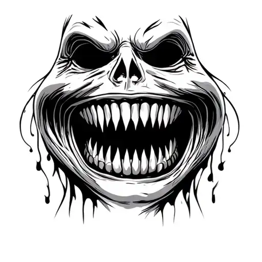Dark Creepy Big Grin Ghoul Sinister Face