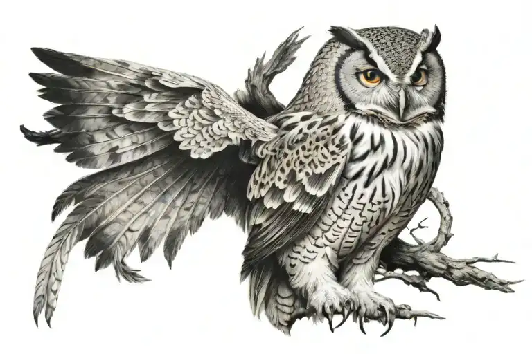 Owl With Shadow Lives In