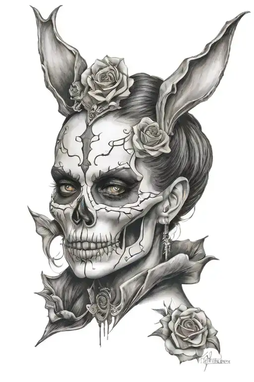 Skull Woman Face Look Vampire