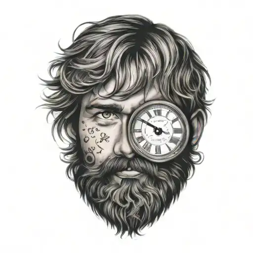 Roman Numeral Clock And A Bearded Man
