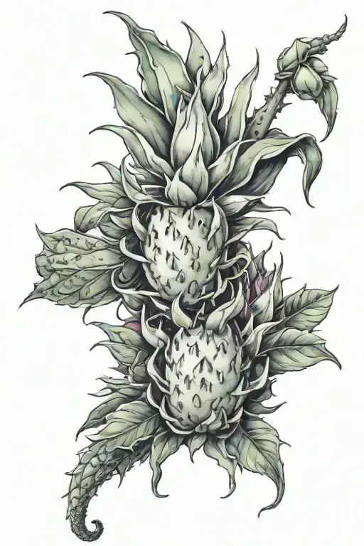 Dragonfruit Plant With Fruit And Dragon Head