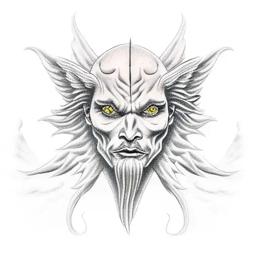 Angel Holding His Elbow And A Demon On Top