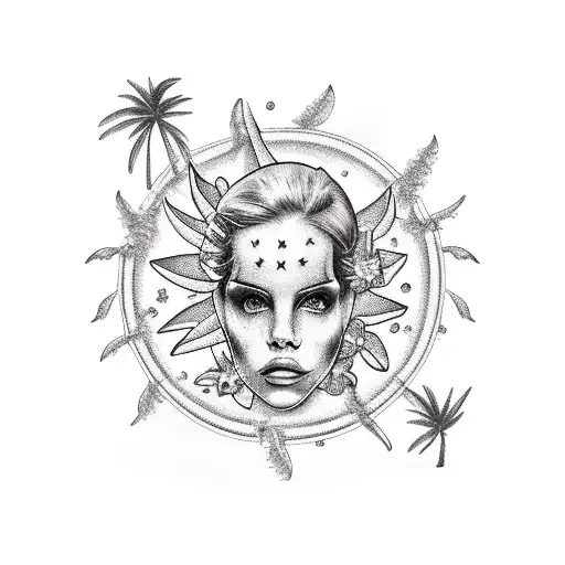 Lana Del Rey And Beach And Palms