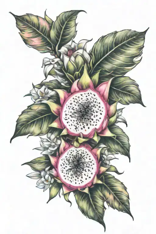 Dragonfruit Plant With Fruit And Plumeria And Dragon Head