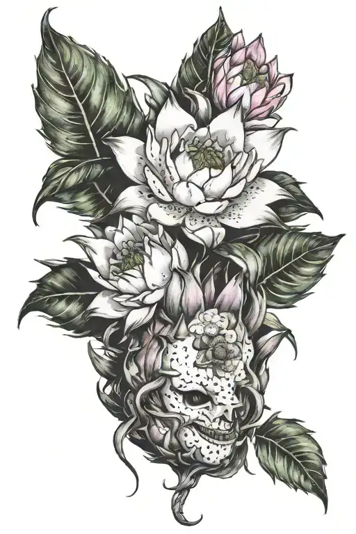 Dragonfruit Plant With Flowers And Dragon Head Emerging