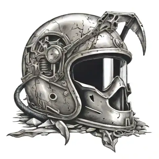 Broken Helmet On A Road