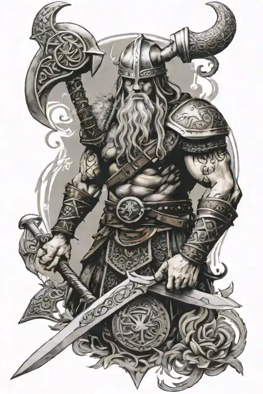 Viking Warrior With Norse Symbols