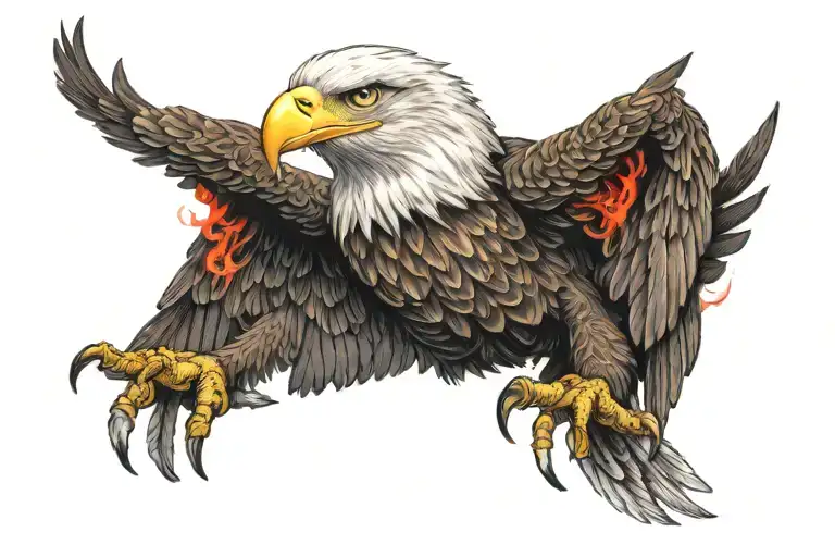 Eagle With Fire In Its Red Eyes