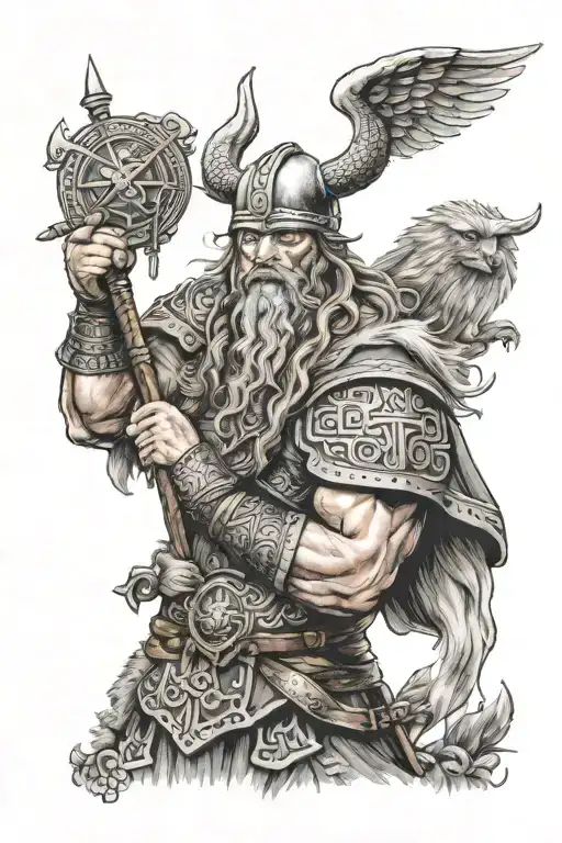 Nordic Mythologie Viking Warrior Holding