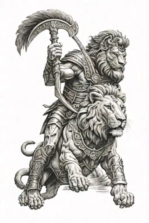 Gladiator And Lion