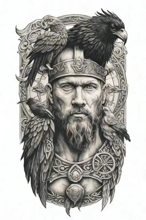 A Viking With Two Crows On His Shoulders