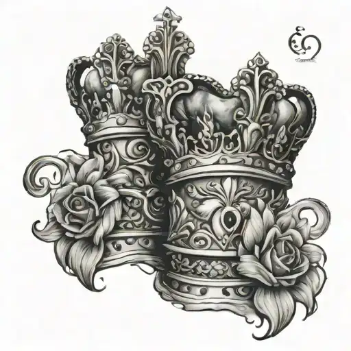 King And Queen Crown With Heart