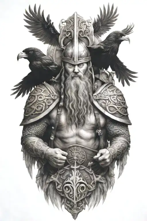 A Viking With 2 Crows On His Shoulders