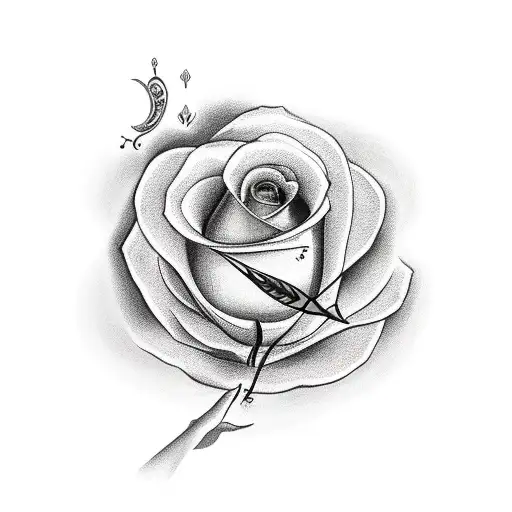 A Women Looking At A Clock With A Rose In Her Hand