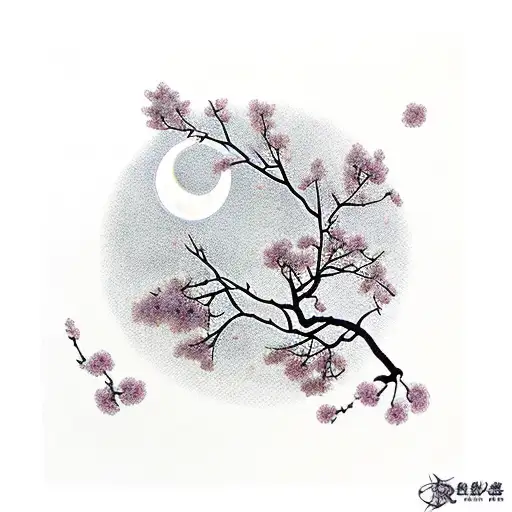 Cherry Blossom With Moon
