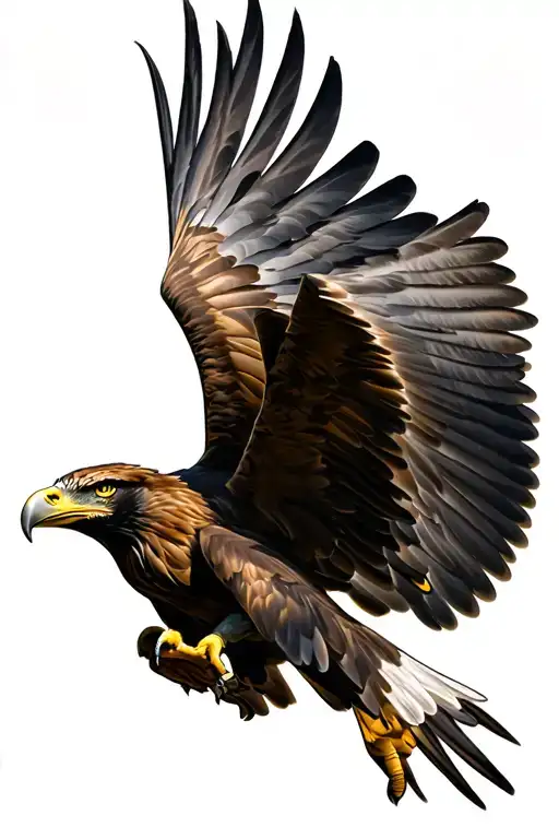 Eagle Flies By Spreading The Wings