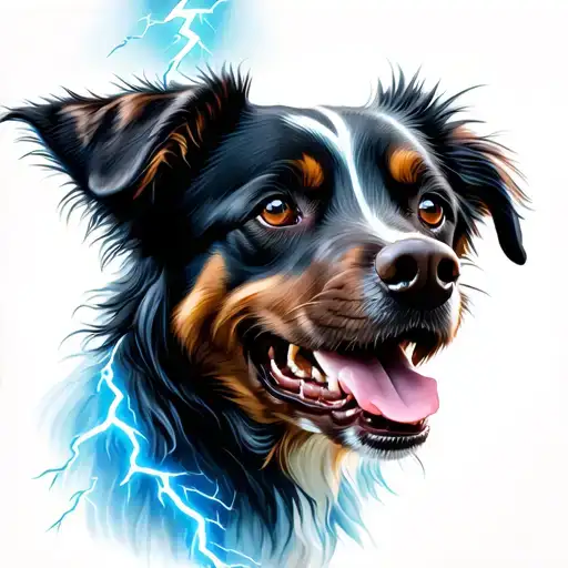 Dog With Lightning Coming
