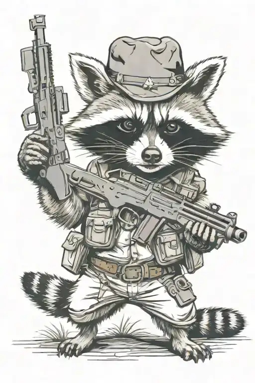 Tactical Cowboy Raccoon Holding Rifle