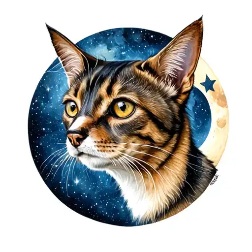 Cat And Dog With The Moon And Stars