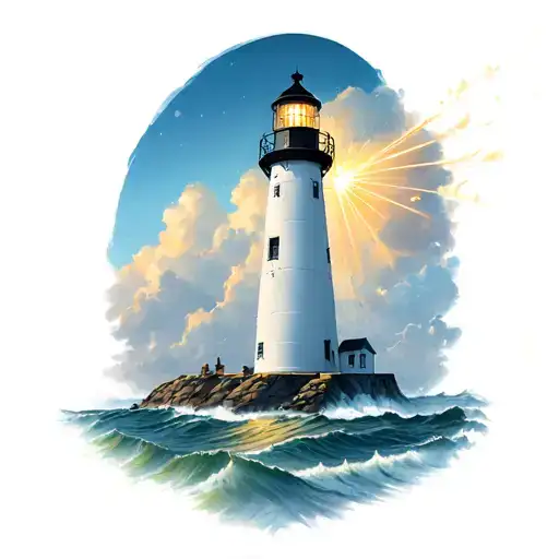 Lighthouse Shining Its Light