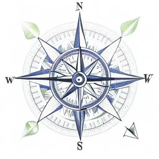 A Compass With Tropical Flowers As The Needle