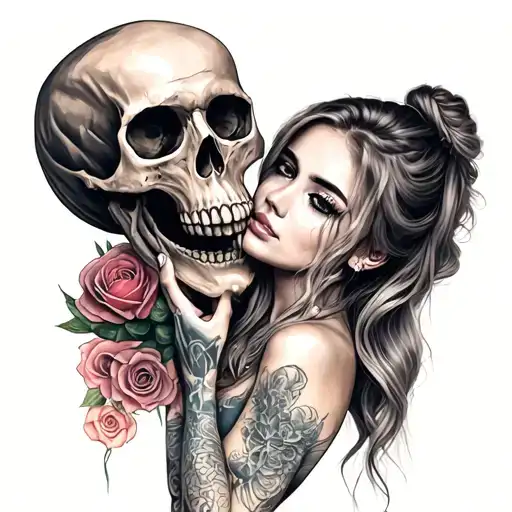 Skull And Girl Holding