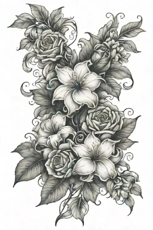 Blanca And Alberto's Name With Flowers In The Background