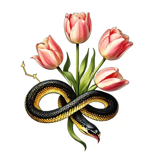 Cancer Constellation Tulips And Snake Wrapped