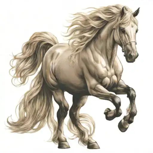 Horse Angel Wings Girl With Long Blonde Hair