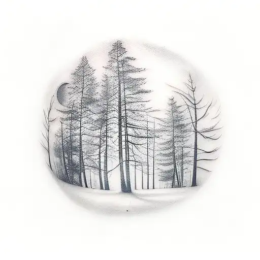 A Serene Forest Scene With A Sleeping God Resting Under The Trees