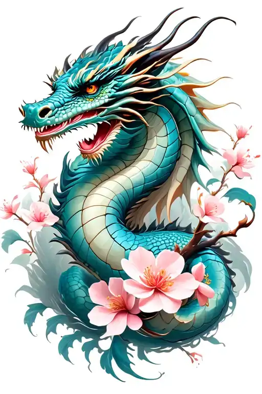 Dragon And Cherryblossom Black