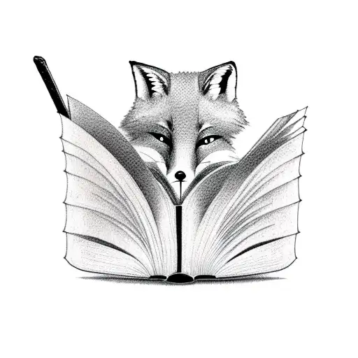 A Realistic Illustration Of A Fox Reading A Book With A Sword By Its Side