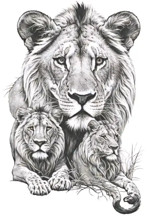 1 Male 1 Female Lions Together On The Savanaa Symbolizing My Parents