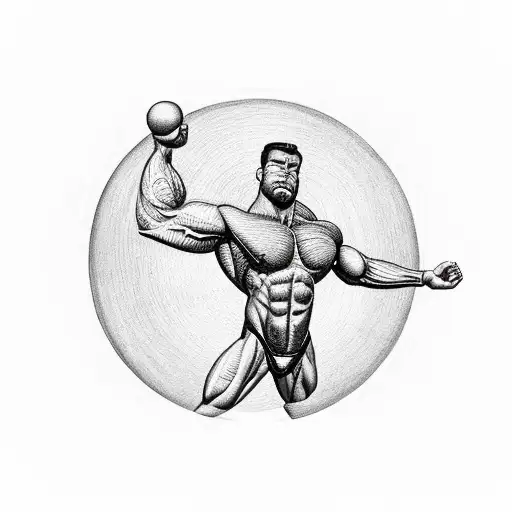 A Muscular Man Struggling To Hold Up The World On Top Of A Leaking Hourglass