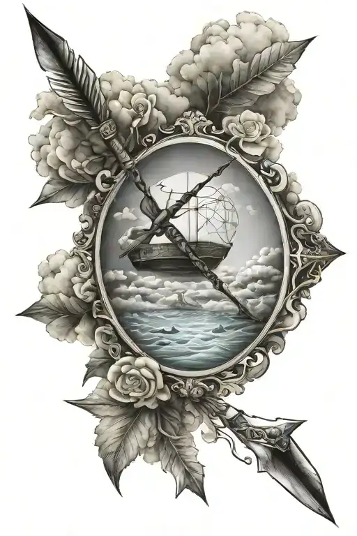 Singel Arrow Clouds Surrounding