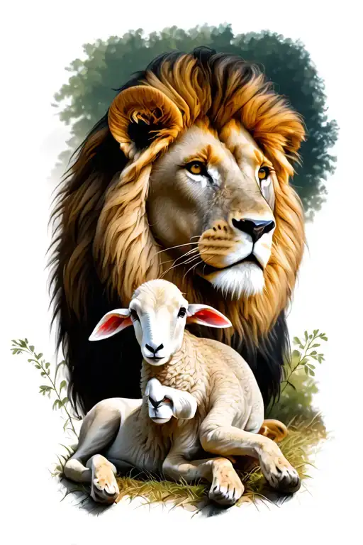 Lion And Lamb Laying