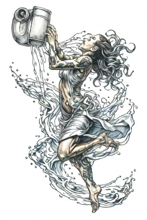 Aquarius Girl Pours Water And There Is A Fight Around Her
