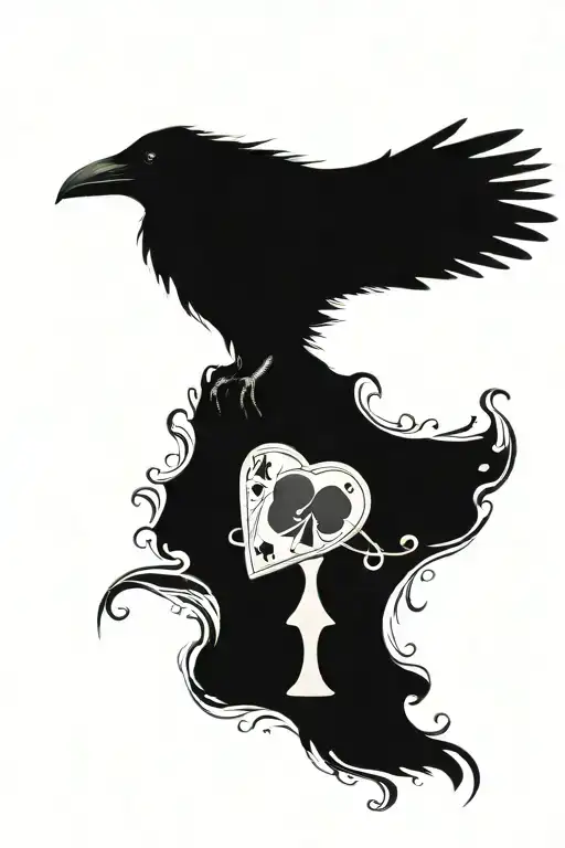 Raven Holding An Ace Of Spades With Its Beak