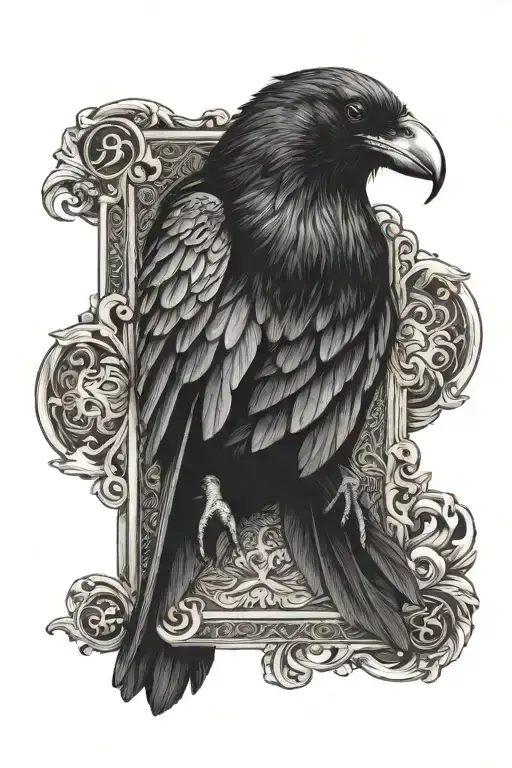 Raven Holding An Ace Of Spades With Its Beak Standing