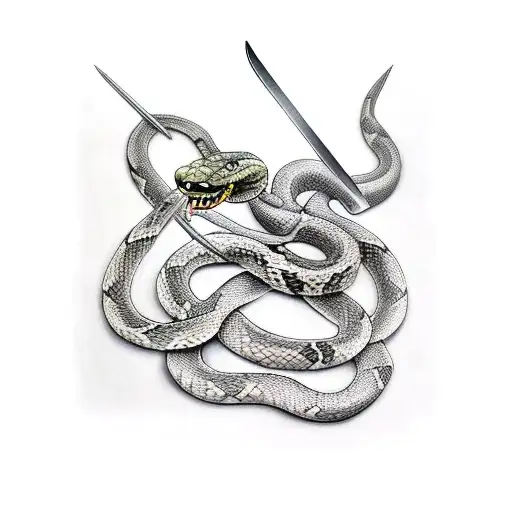 A Sword Surrounded By A Snake