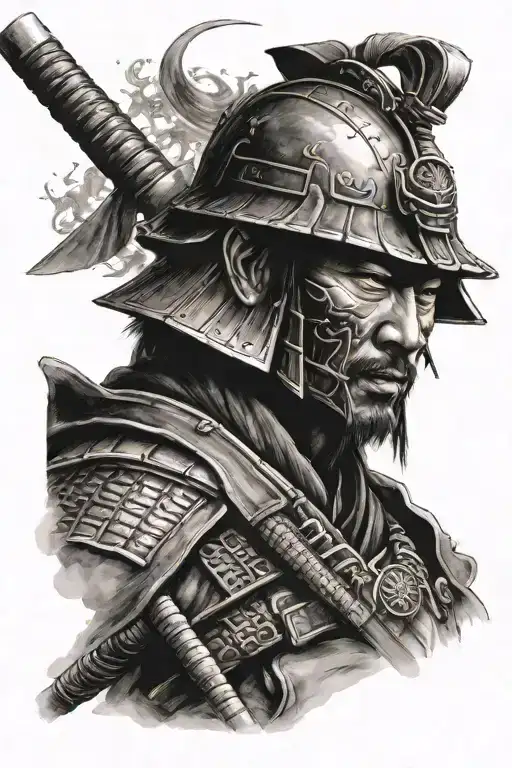 Samurai Warrior Back Tattoo Design