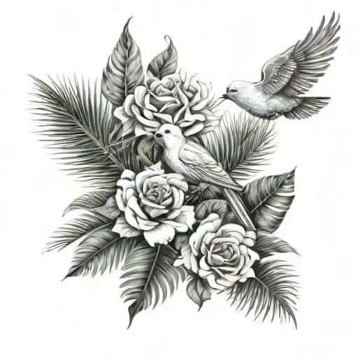 41 Palm Leaf Dove Roses