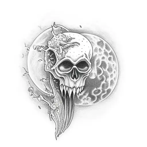 A Vampire Drinking Blood Under A Full Moon