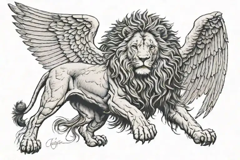 Lion With Wings Spread Wide