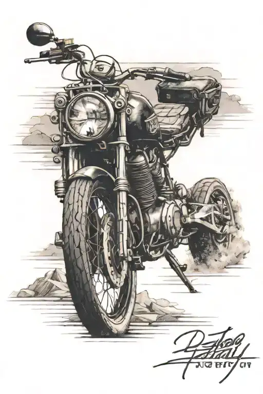 Motorcycle And Horizon In The Background